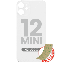 Back Glass With 3M Adhesive For iPhone 12 Mini (No Logo / Large Camera Hole) (White)