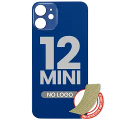 Back Glass With 3M Adhesive For iPhone 12 Mini (No Logo / Large Camera Hole) (Blue)