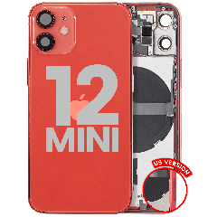 Back Housing W/ Small Parts For iPhone 12 Mini (US Version) (Used OEM Pull: Grade A) (Red)