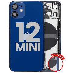 Back Housing W/ Small Parts For iPhone 12 Mini (US Version) (Used OEM Pull: Grade C) (Blue)