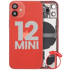Back Housing W/ Small Parts For iPhone 12 Mini (US Version) (Used OEM Pull: Grade C) (Red)