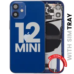Back Housing W/ Charging Port Flex & Small Parts  For iPhone 12 Mini (EU / Global Version) (Used OEM Pull: Grade A) (Blue)