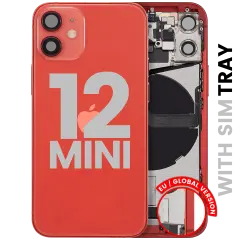 Back Housing W/ Charging Port Flex & Small Parts  For iPhone 12 Mini (EU / Global Version) (Used OEM Pull: Grade A) (Red)