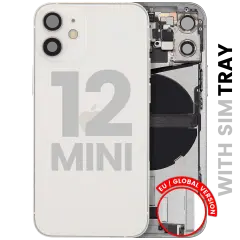 Back Housing W/ Charging Port Flex & Small Parts  For iPhone 12 Mini (EU / Global Version) (Used OEM Pull: Grade A) (White)