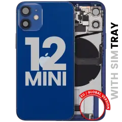 Back Housing W/ Charging Port Flex & Small Parts  For iPhone 12 Mini (EU / Global Version) (Used OEM Pull: Grade B) (Blue)