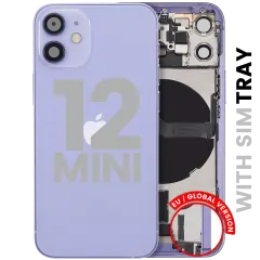 Back Housing W/ Charging Port Flex & Small Parts  For iPhone 12 Mini (EU / Global Version) (Used OEM Pull: Grade B) (Purple)