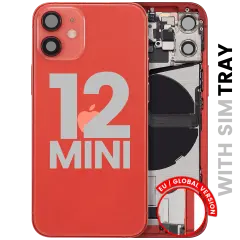 Back Housing W/ Charging Port Flex & Small Parts  For iPhone 12 Mini (EU / Global Version) (Used OEM Pull: Grade B) (Red)
