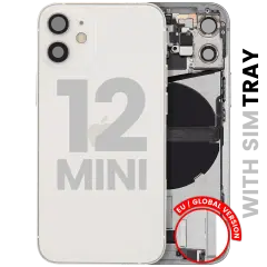 Back Housing W/ Charging Port Flex & Small Parts  For iPhone 12 Mini (EU / Global Version) (Used OEM Pull: Grade B) (White)