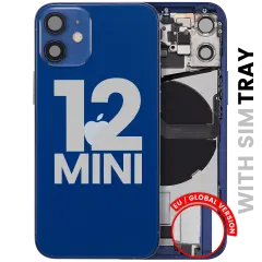 Back Housing W/ Charging Port Flex & Small Parts  For iPhone 12 Mini (EU / Global Version) (Used OEM Pull: Grade C) (Blue)