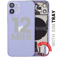 Back Housing W/ Charging Port Flex & Small Parts  For iPhone 12 Mini (EU / Global Version) (Used OEM Pull: Grade C) (Purple)