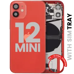 Back Housing W/ Charging Port Flex & Small Parts  For iPhone 12 Mini (EU / Global Version) (Used OEM Pull: Grade C) (Red)
