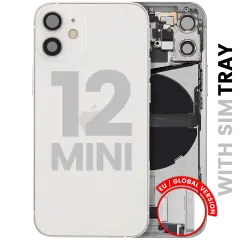 Back Housing W/ Charging Port Flex & Small Parts  For iPhone 12 Mini (EU / Global Version) (Used OEM Pull: Grade C) (White)