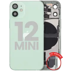 Back Housing W/ Charging Port Flex & Small Parts  For iPhone 12 Mini (US Version) (Used OEM Pull: Grade A) (Green)