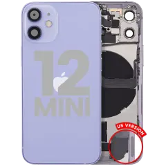 Back Housing W/ Charging Port Flex & Small Parts  For iPhone 12 Mini (US Version) (Used OEM Pull: Grade A) (Purple)