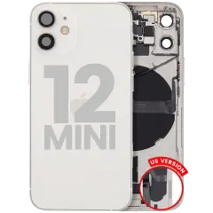 Back Housing W/ Charging Port Flex & Small Parts  For iPhone 12 Mini (US Version) (Used OEM Pull: Grade A) (White)