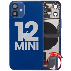 Back Housing W/ Charging Port Flex & Small Parts  For iPhone 12 Mini (US Version) (Used OEM Pull: Grade B) (Blue)