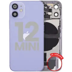 Back Housing W/ Charging Port Flex & Small Parts  For iPhone 12 Mini (US Version) (Used OEM Pull: Grade B) (Purple)