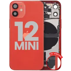 Back Housing W/ Charging Port Flex & Small Parts  For iPhone 12 Mini (US Version) (Used OEM Pull: Grade B) (Red)