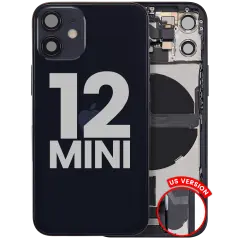 Back Housing W/ Charging Port Flex & Small Parts  For iPhone 12 Mini (US Version) (Used OEM Pull: Grade C) (Black)