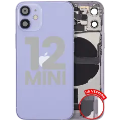 Back Housing W/ Charging Port Flex & Small Parts  For iPhone 12 Mini (US Version) (Used OEM Pull: Grade C) (Purple)
