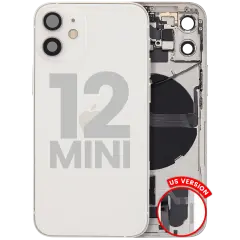 Back Housing W/ Charging Port Flex & Small Parts  For iPhone 12 Mini (US Version) (Used OEM Pull: Grade C) (White)