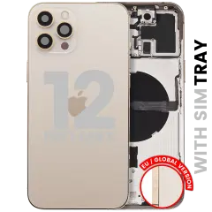 Back Housing W/ Small Parts For iPhone 12 Pro Max (EU / Global Version) (Used OEM Pull: Grade B) (Gold)