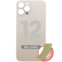 Back Glass With 3M Adhesive For iPhone 12 Pro Max (No Logo / Large Camera Hole) (Gold)
