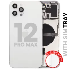 Back Housing W/ Small Parts For iPhone 12 Pro Max (EU / Global Version) (Used OEM Pull: Grade B) (Silver)