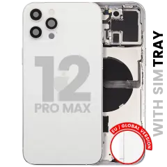 Back Housing W/ Small Parts For iPhone 12 Pro Max (EU / Global Version) (Used OEM Pull: Grade A) (Silver)