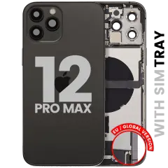 Back Housing W/ Charging Port Flex & Small Parts  For iPhone 12 Pro Max (EU / Global Version) (Used OEM Pull: Grade A) (Graphite)