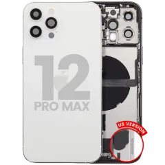 Back Housing W/ Charging Port Flex & Small Parts  For iPhone 12 Pro Max (US Version) (Used OEM Pull: Grade A) (Silver)