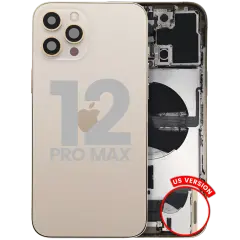 Back Housing W/ Charging Port Flex & Small Parts  For iPhone 12 Pro Max (US Version) (Used OEM Pull: Grade B) (Gold)
