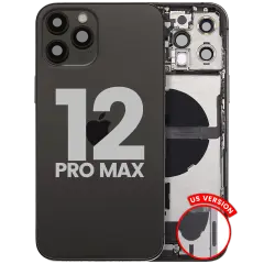Back Housing W/ Charging Port Flex & Small Parts  For iPhone 12 Pro Max (US Version) (Used OEM Pull: Grade B) (Graphite)
