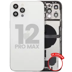 Back Housing W/ Charging Port Flex & Small Parts  For iPhone 12 Pro Max (US Version) (Used OEM Pull: Grade C) (Silver)