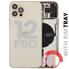 Back Housing W/ Small Parts For iPhone 12 Pro (EU / Global Version) (Used OEM Pull: Grade B) (Gold)