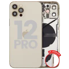Back Housing W/ Small Parts For iPhone 12 Pro (US Version) (Used OEM Pull: Grade B) (Gold)