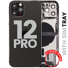 Back Housing W/ Charging Port Flex & Small Parts  For iPhone 12 Pro (EU / Global Version) (Used OEM Pull: Grade B) (Graphite)
