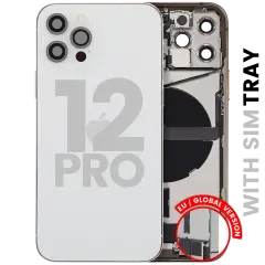 Back Housing W/ Charging Port Flex & Small Parts  For iPhone 12 Pro (EU / Global Version) (Used OEM Pull: Grade B) (Silver)