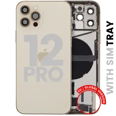 Back Housing W/ Charging Port Flex & Small Parts  For iPhone 12 Pro (EU / Global Version) (Used OEM Pull: Grade C) (Gold)
