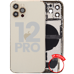 Back Housing W/ Charging Port Flex & Small Parts  For iPhone 12 Pro (US Version) (Used OEM Pull: Grade A) (Gold)