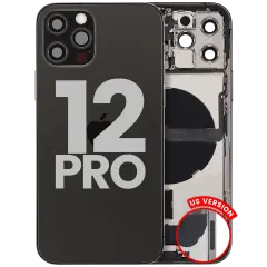 Back Housing W/ Charging Port Flex & Small Parts  For iPhone 12 Pro (US Version) (Used OEM Pull: Grade A) (Graphite)