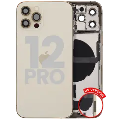 Back Housing W/ Charging Port Flex & Small Parts  For iPhone 12 Pro (US Version) (Used OEM Pull: Grade B) (Gold)