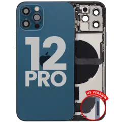 Back Housing W/ Charging Port Flex & Small Parts  For iPhone 12 Pro (US Version) (Used OEM Pull: Grade B) (Pacific Blue)