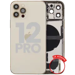 Back Housing W/ Charging Port Flex & Small Parts  For iPhone 12 Pro (US Version) (Used OEM Pull: Grade C) (Gold)