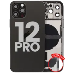 Back Housing W/ Charging Port Flex & Small Parts  For iPhone 12 Pro (US Version) (Used OEM Pull: Grade C) (Graphite)