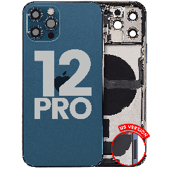Back Housing W/ Charging Port Flex & Small Parts  For iPhone 12 Pro (US Version) (Used OEM Pull: Grade C) (Pacific Blue)
