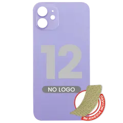 Back Glass With 3M Adhesive For iPhone 12 (No Logo / Large Camera Hole) (Purple)
