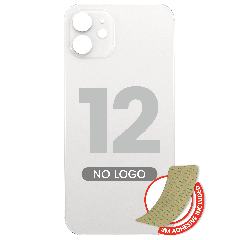 Back Glass With 3M Adhesive For iPhone 12 (No Logo / Large Camera Hole) (White)