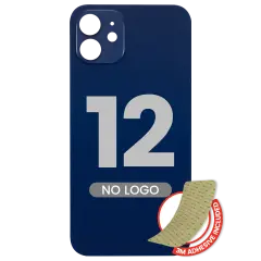 Back Glass With 3M Adhesive For iPhone 12 (No Logo / Large Camera Hole) (Blue)