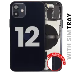 Back Housing W/ Small Parts For iPhone 12 (EU / Global Version) (Used OEM Pull: Grade A) (Black)